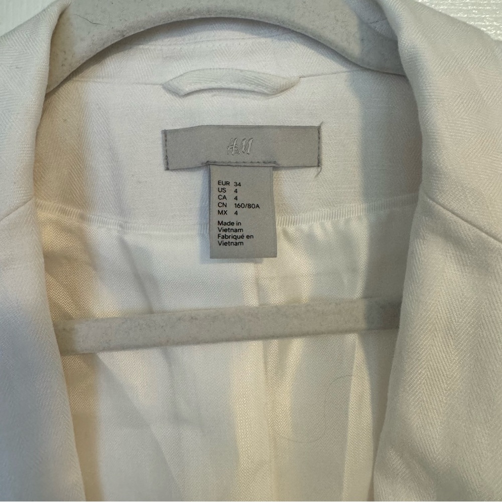 H&M White Linen and Cotton Blazer Size 4 - Picture 2 of 5